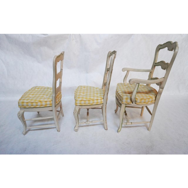 Set of 10 French Country Ladder Back Painted Chairs For Sale - Image 4 of 18