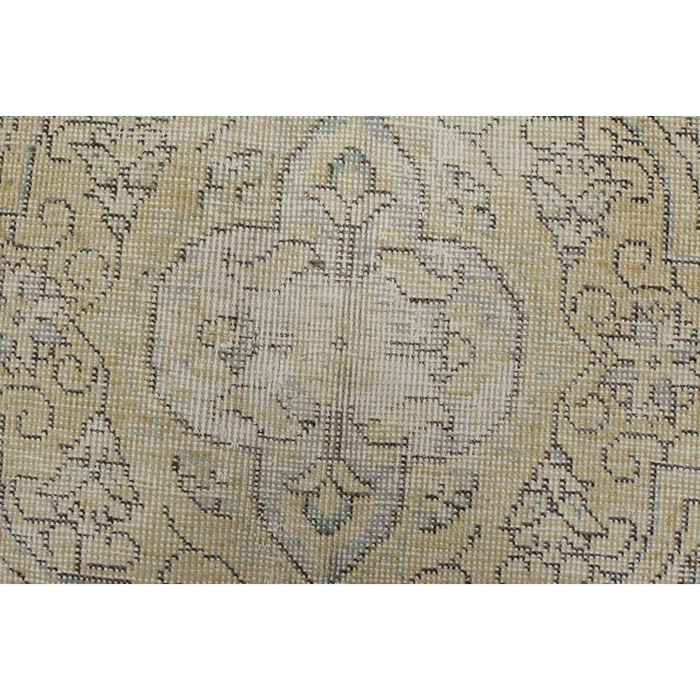Tabriz Rug 9’11” X 12’9” Beige Wool Vintage Distressed Hand-Knotted Carpet For Sale - Image 9 of 15