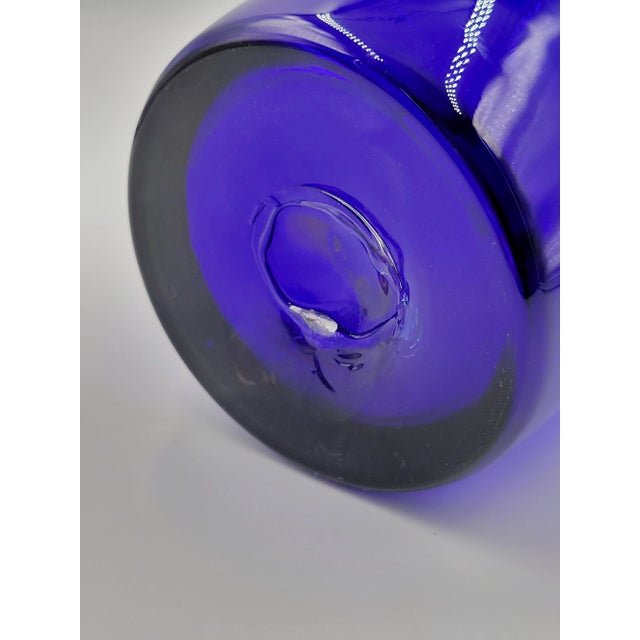 1990s 1990s Vintage Blenko Glass 9314s Cobalt Blue Vase With Optic Pattern For Sale - Image 5 of 12