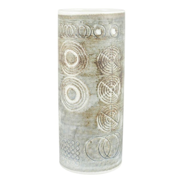 Ceramic Sarek Vase with Circular Relief Pattern by Olle Alberius for Rörstrand, 1960s For Sale