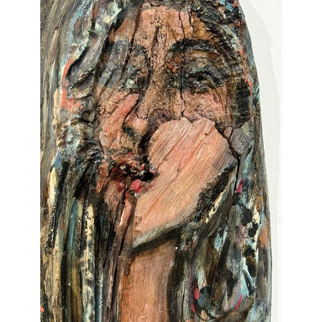 Monumental 73-Inch Signed 1984 American Outsider Folk Art Totem - "Ancestral Spirit" Painted Salvaged Timber For Sale - Image 11 of 18
