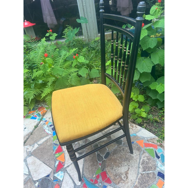 1960s Vintage Ebonized Black and Gold Regency Side Chair by Tell City Chair Company For Sale In Houston - Image 6 of 13
