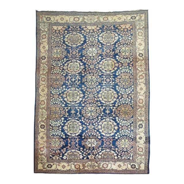 Antique Zabihi Collection Blue Persian Mahal Carpet For Sale
