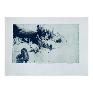 Robert A. BirmelinFallen Figures. Standing Dog, American Modernist Abstract Etching