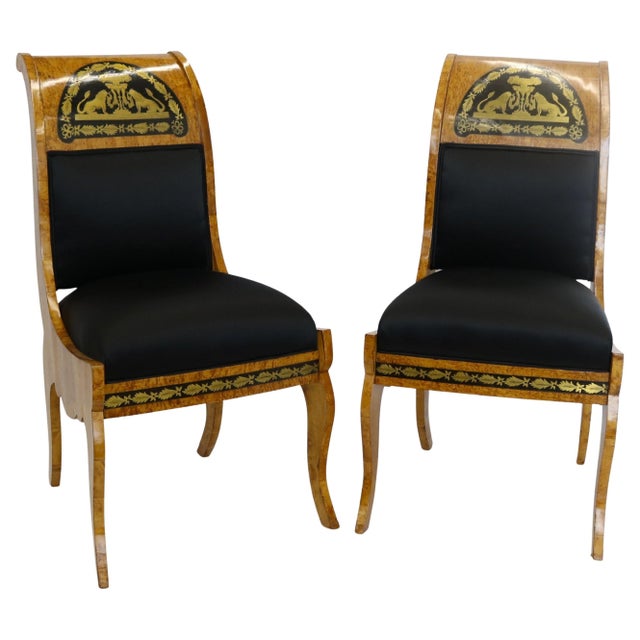 Brown Fine Pair Of Neoclassical Side Chairs, Ca.1850 For Sale - Image 8 of 18