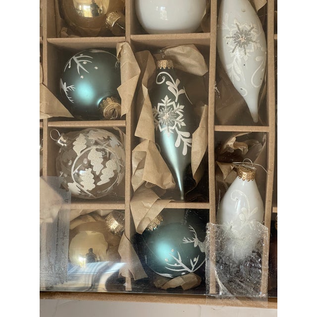 Shabby Chic Reduced-Large Set Vintage American Mercury Glass Christmas Ornaments Box For Sale - Image 3 of 3