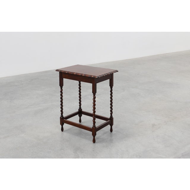 English Oak Barley Twist Side Table with Shaped Top, 1900s For Sale - Image 4 of 11