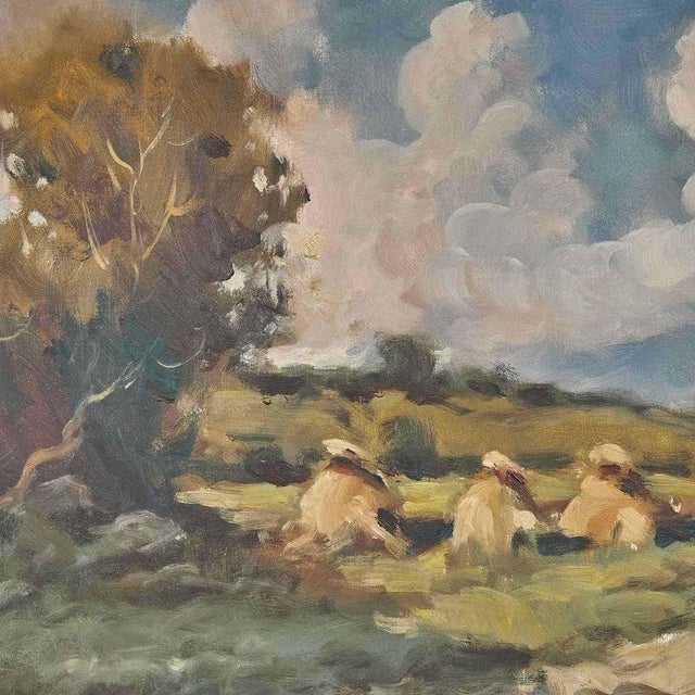 Juan Gress, The Hay Harvest Artwork, 2000s, Oil Painting on Canvas, Framed For Sale - Image 6 of 10