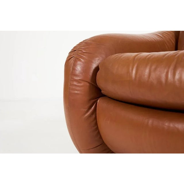 Brown Italian Sculptural Leather Lounge Chair, 1960s For Sale - Image 8 of 10