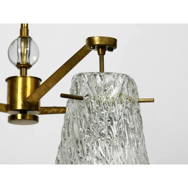 Metal Mid-Century Modern Ceiling Lamp with Three Glass Shades by Rupert Nikoll Vienna, 1950s For Sale - Image 7 of 13