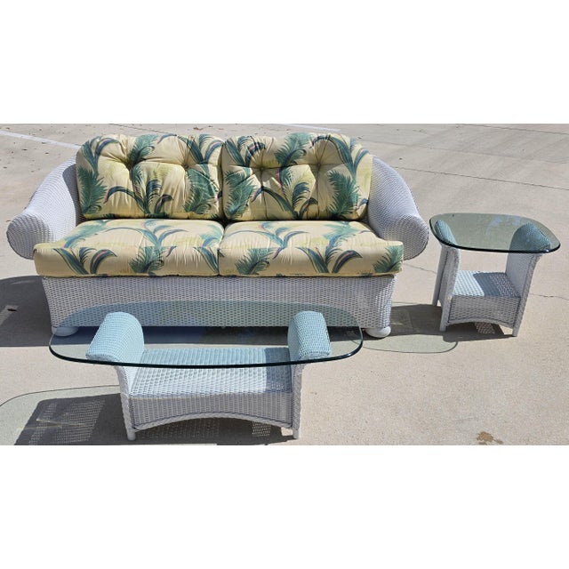 Metal Lloyd Flanders English Garden Loom Wicker 3 Piece Patio Set Indoor Outdoor For Sale - Image 7 of 16