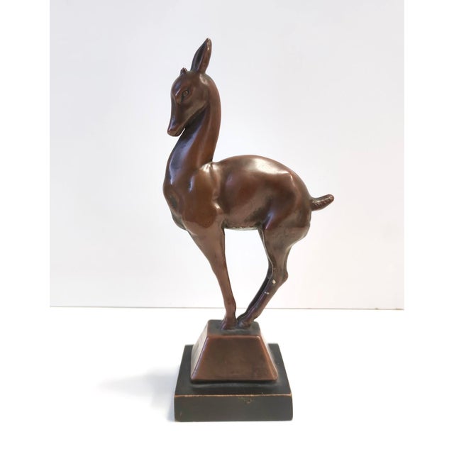 Vintage Coppered Ceramic Roe Deer Figurine, Italy, 1930s For Sale - Image 10 of 10