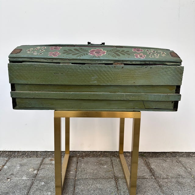 Provençal Style Wedding Chest in Polychrome Wood and Wrought Iron, France, 1930s For Sale - Image 12 of 18