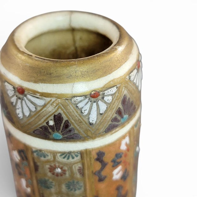 Tall Japanese Satsuma Vases with Moriage and Gold Pointillé, Set of 2 For Sale - Image 11 of 18