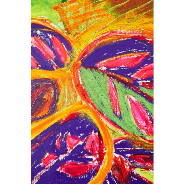 "Monstera Adansonii" Original Oil Stick Painting by Simon Findlay For Sale - Image 9 of 14