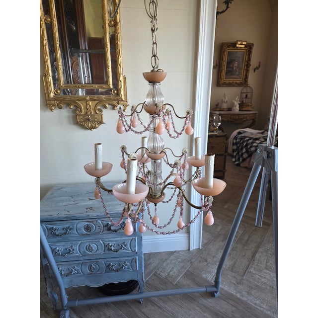 Pink Opaline Chandelier For Sale - Image 12 of 13