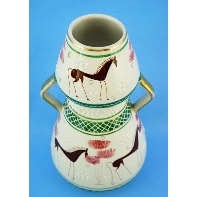 Vintage Ceramic Vase with Stylized Horses by Serafino Volpi, Italy, 1950s For Sale - Image 11 of 18