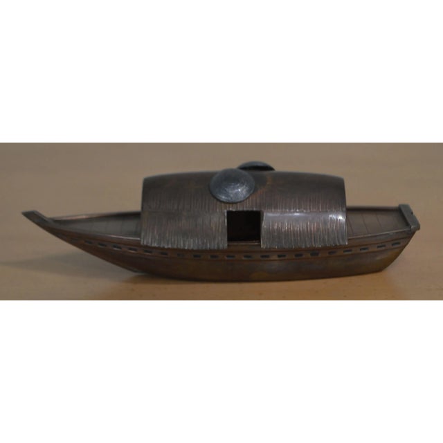 High Quality Three Piece Mixed Metal Realistic Sampan Censor Stamped Signature / Date Commemorative Piece From Taisho...