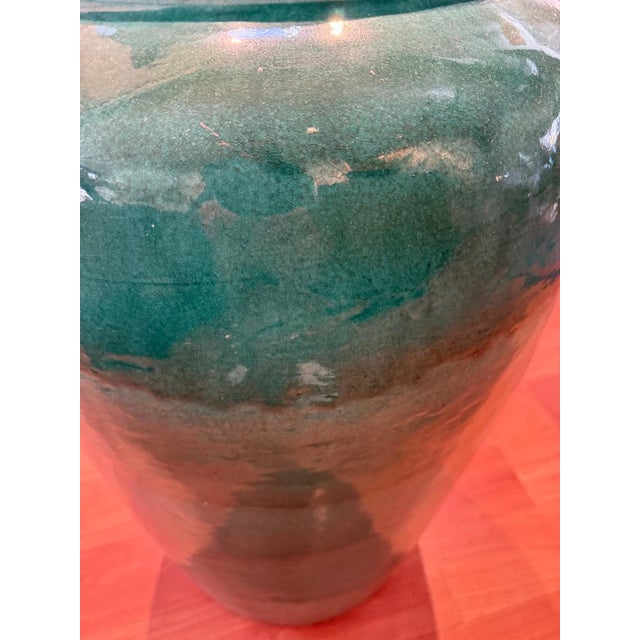 Large Green Glazed Ceramic Floor Vase For Sale - Image 4 of 4