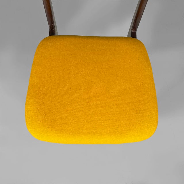 Mid-Century Modern Italian Chairs in Wood and Yellow Fabric, 1960s, Set of 6 For Sale - Image 14 of 17