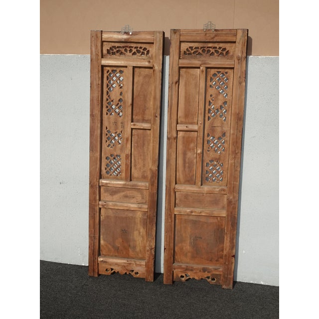 Pair Antique Chinese Hand Carved Gold & Red Panel Screens Pictures Wall Decor For Sale - Image 12 of 18