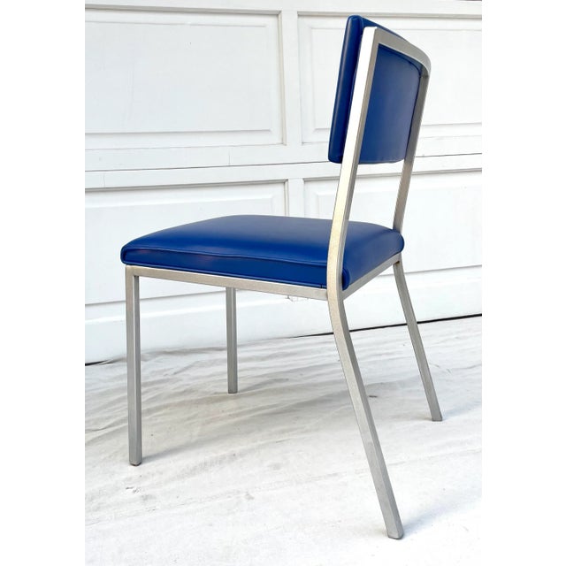 1970s Vintage Bright Blue and Steel Modern Chair For Sale - Image 5 of 12