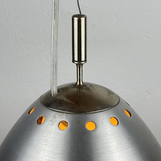 Silver Mid-Century Modern Italian Glass Pendant Lamp, 1960s For Sale - Image 8 of 18