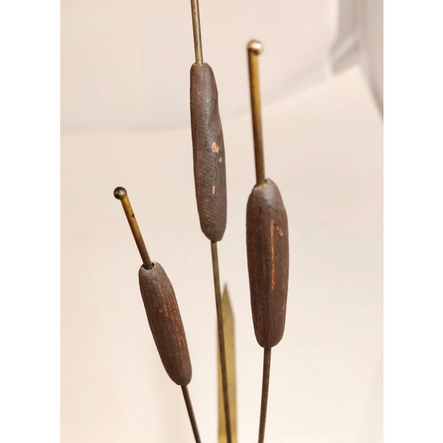 Brass Cattails Mid Century Rock Decor For Sale - Image 4 of 11