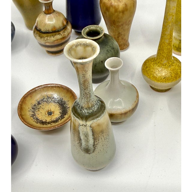 1950s 1950s Collection of 23 Miniature John Andersson Pottery Vessels for Hoganas of Sweden For Sale - Image 5 of 18