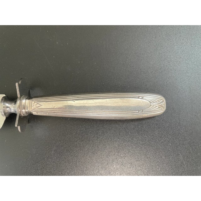 Early 20th Century Antique Art Deco Sterling Silver Carving Knife With Stainless Blade For Sale - Image 5 of 9