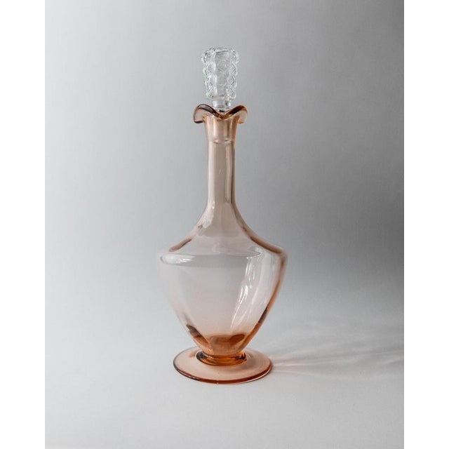 Vintage Rosaline Murano Glass Decanters with Stoppers, 1940s, Set of 2 For Sale - Image 4 of 11