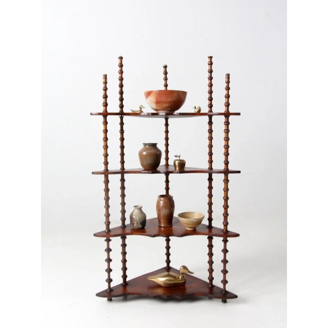 Antique Folk Art Spool Corner Shelf For Sale - Image 10 of 11