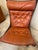 Wood Pair of Vintage Cognac Leather/Beech Chairs and Ottoman For Sale - Image 7 of 8