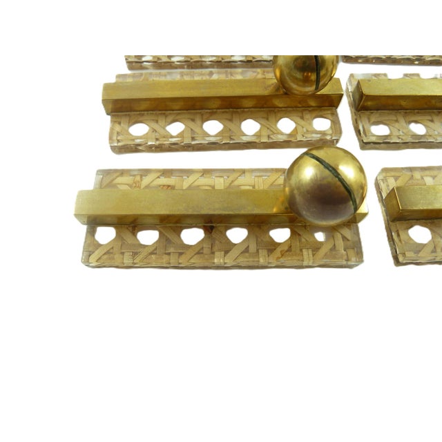 1970s 1970s Set of Eight Knife Rests |Lucite, Cane and Brass | in the Style of Dior For Sale - Image 5 of 8