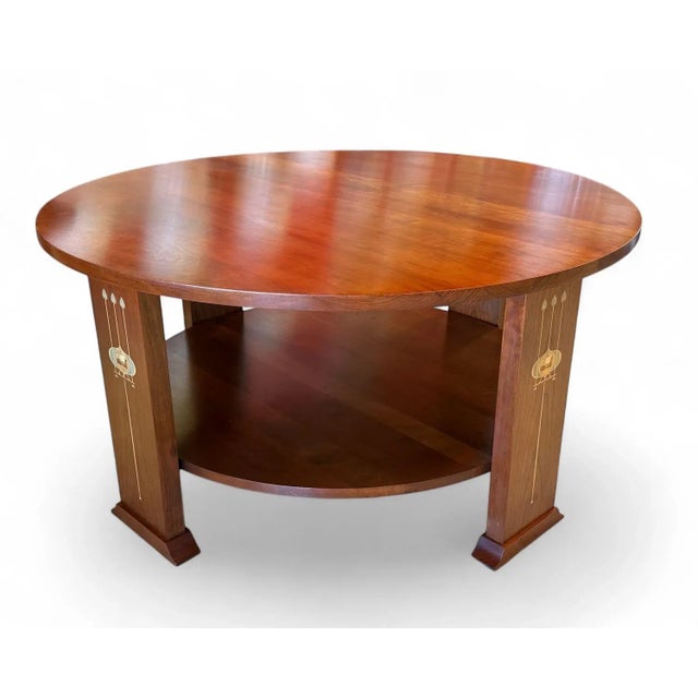 Stickley Stickley Harvey Ellis Coffee Table With Viking Ship Inlay For Sale - Image 4 of 12