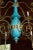 Large Department Store Chandelier, Robin's Egg Blue and Brass For Sale - Image 4 of 9