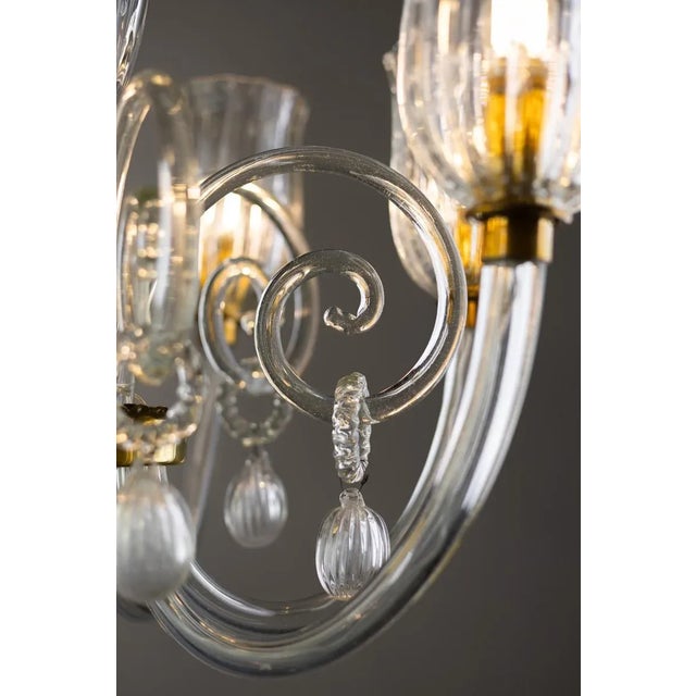 Vintage Italian 6 Light Pendant Light attributed to Carlo Scarpa for Venini, 1940s For Sale - Image 6 of 12
