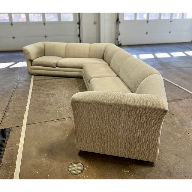 Mid-Century Modern Vintage Mid Century Modern Milo Baughman Style Chrome Base 3 Piece Sectional Sofa For Sale - Image 3 of 15