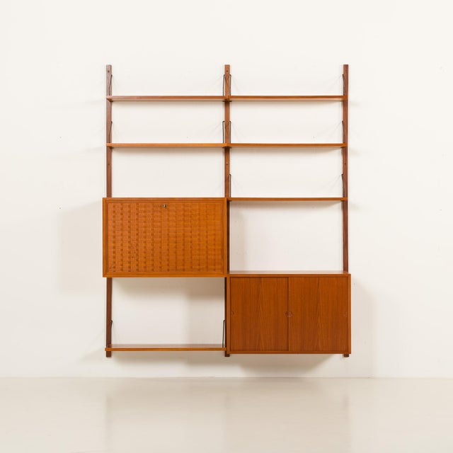Mid-Century Modern Teak Two Bay Wall Unit with Hidden Desk by Poul Cadovius for Cado, 1960s For Sale - Image 3 of 18