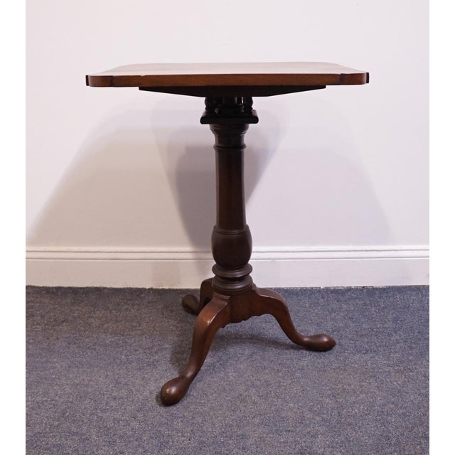 Vintage Antique Late 19th Century Solid Mahogany Traditional Georgian Style 19x22" Tilt Top Accent End Table For Sale - Image 10 of 10