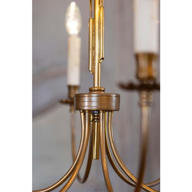 Maison Charles Mid 20th Century French Gilt Metal Maison Charles Inspired Six-Light Chandelier with Swoop Arms For Sale - Image 4 of 9