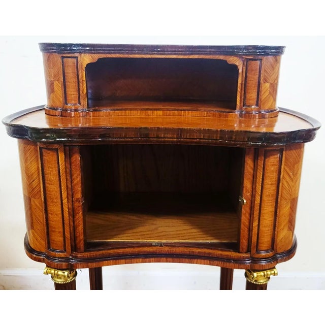 Pair 19th C French Louis XVI Bronze & Tambour Front Kidney Nightstand End Tables For Sale - Image 11 of 14