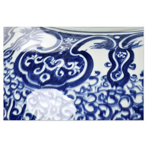 Blue and White Ceramic Pot For Sale - Image 5 of 7