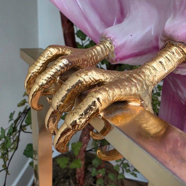 Mangani 1970s Monumental 57” Oggetti Italy Porcelain Parrot Sculpture – 21lb Hand-Painted Statement Piece – Hollywood Regency For Sale - Image 4 of 16