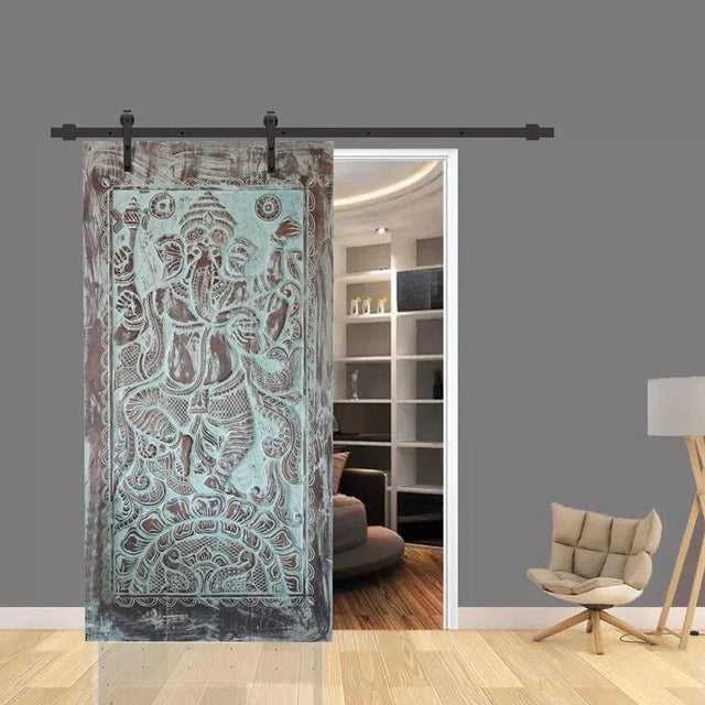 1920s Hand-Carved Wooden Ganesha Wall Art – Vintage Hindu Blessing Sculpture 84x41 For Sale - Image 5 of 5