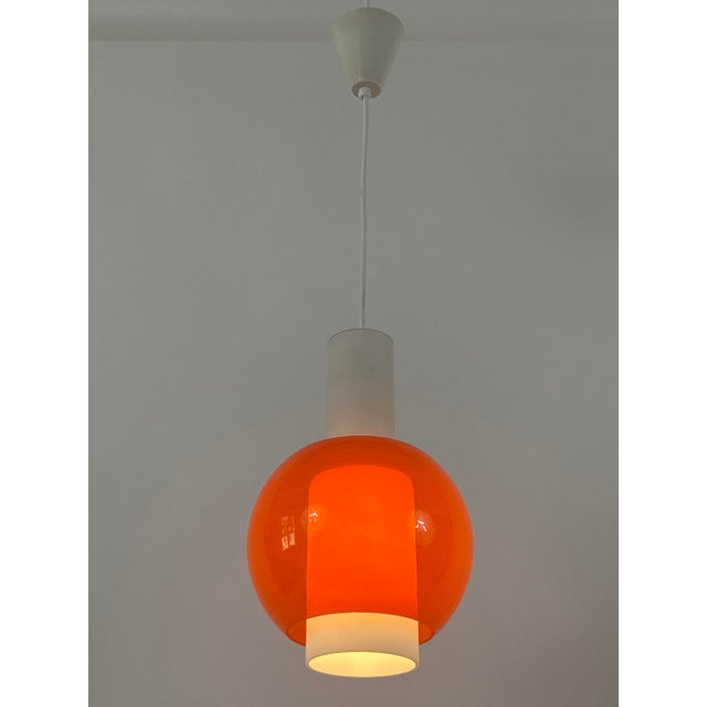 Mid-Century Pendant Lamp in Metal and Opaline Glass from Bünte & Remmler, Germany, 1960s For Sale - Image 10 of 18