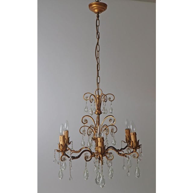 Hollywood Regency Golden Stars and Water Drops Chandelier, Italy, 1930s For Sale - Image 10 of 18