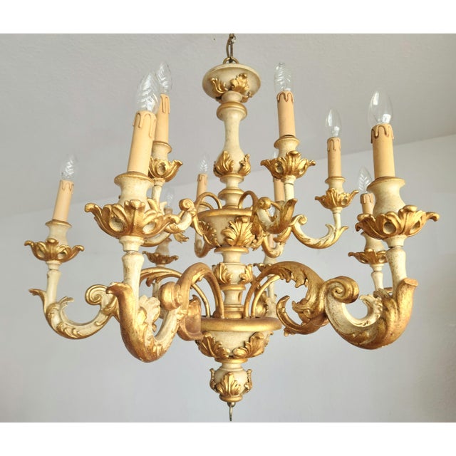 Chandelier - gilded, wood - rococo louis xv style florentine, italy an exceptional chandelier with aristocratic elegance...