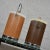 Vintage Mid-Century Modern Pair Kromex Ice Buckets 1 Light 1 Dark Woodgrain Textured Metal - Set of 2 For Sale - Image 6 of 13