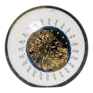 Robert Eickholt Cosmic Series Art Glass Paperweight, Dichroic, Signed 1994 For Sale
